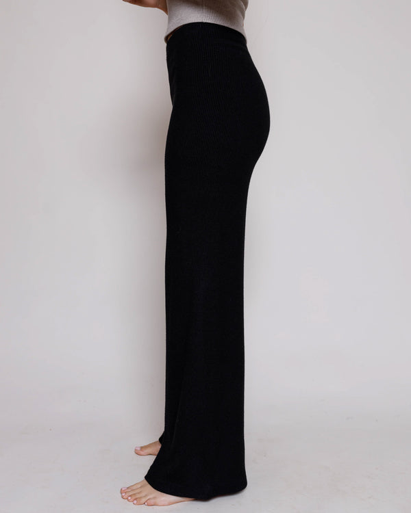 Grace - Textured Palazzo Pants - Black
