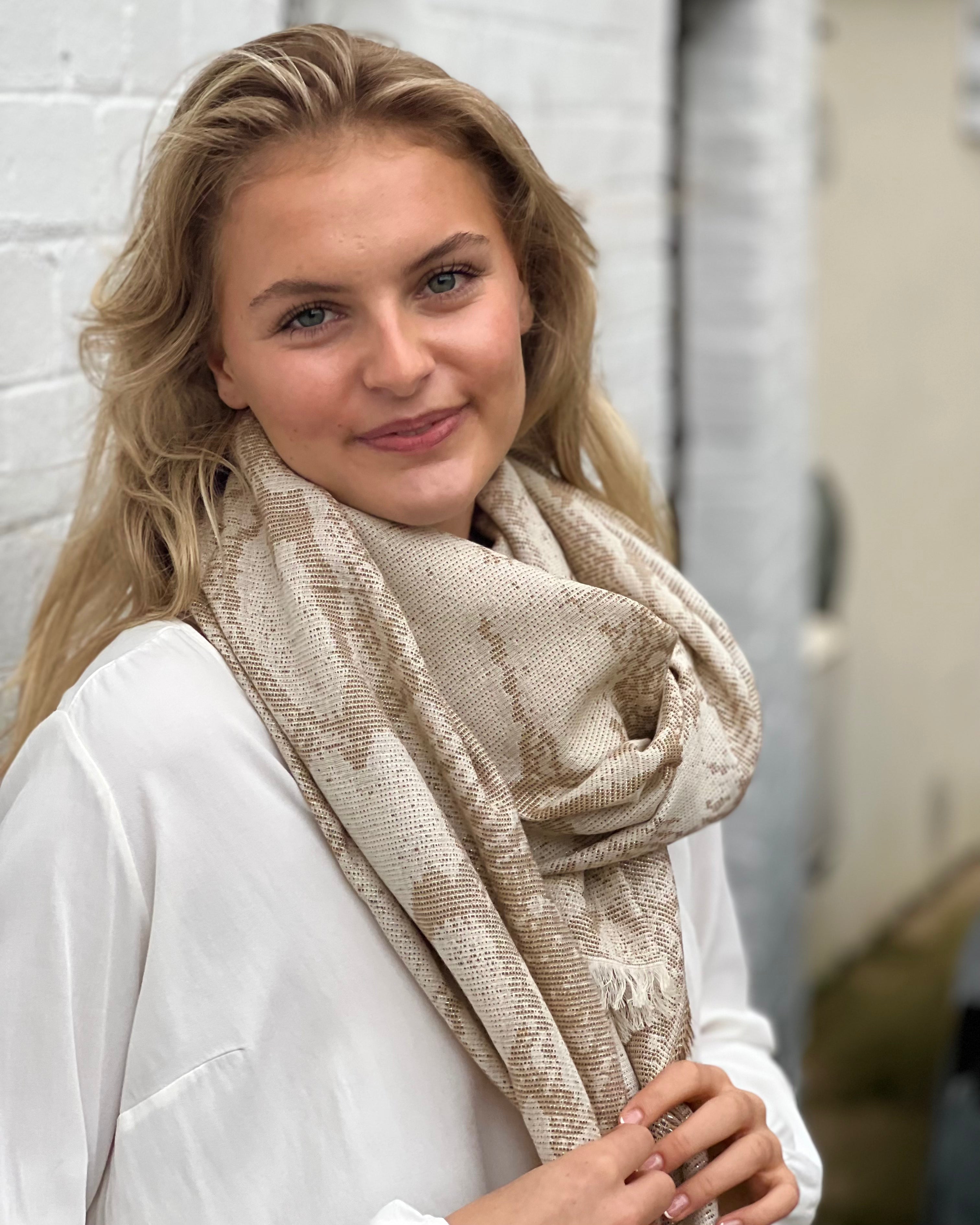 Scarf - Beige Glitter Snakeskin