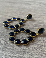 Indira Collection - Gemstone Statement Earring - Dark Blue