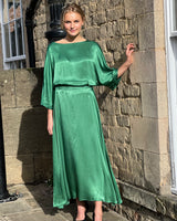 Wallis - Satin Batwing Top - Emerald Green