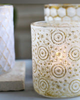 Gold Glass Swirl Tea Light