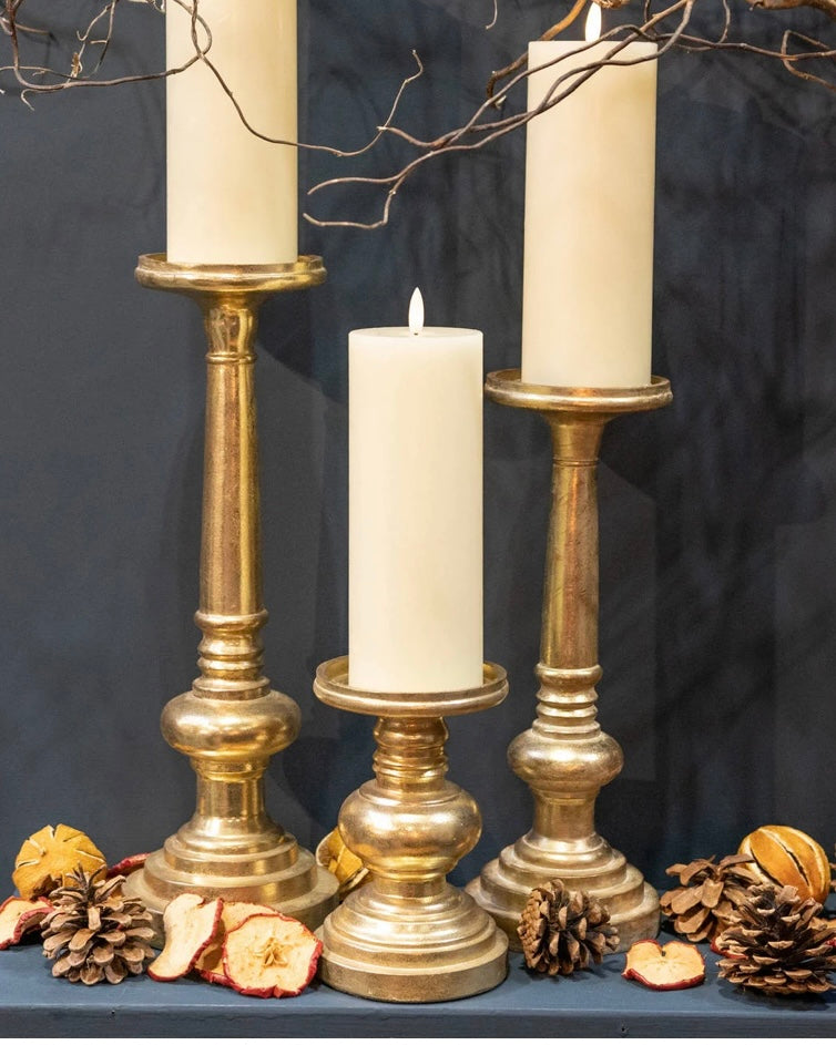 Antique Brass Effect Candle Holder