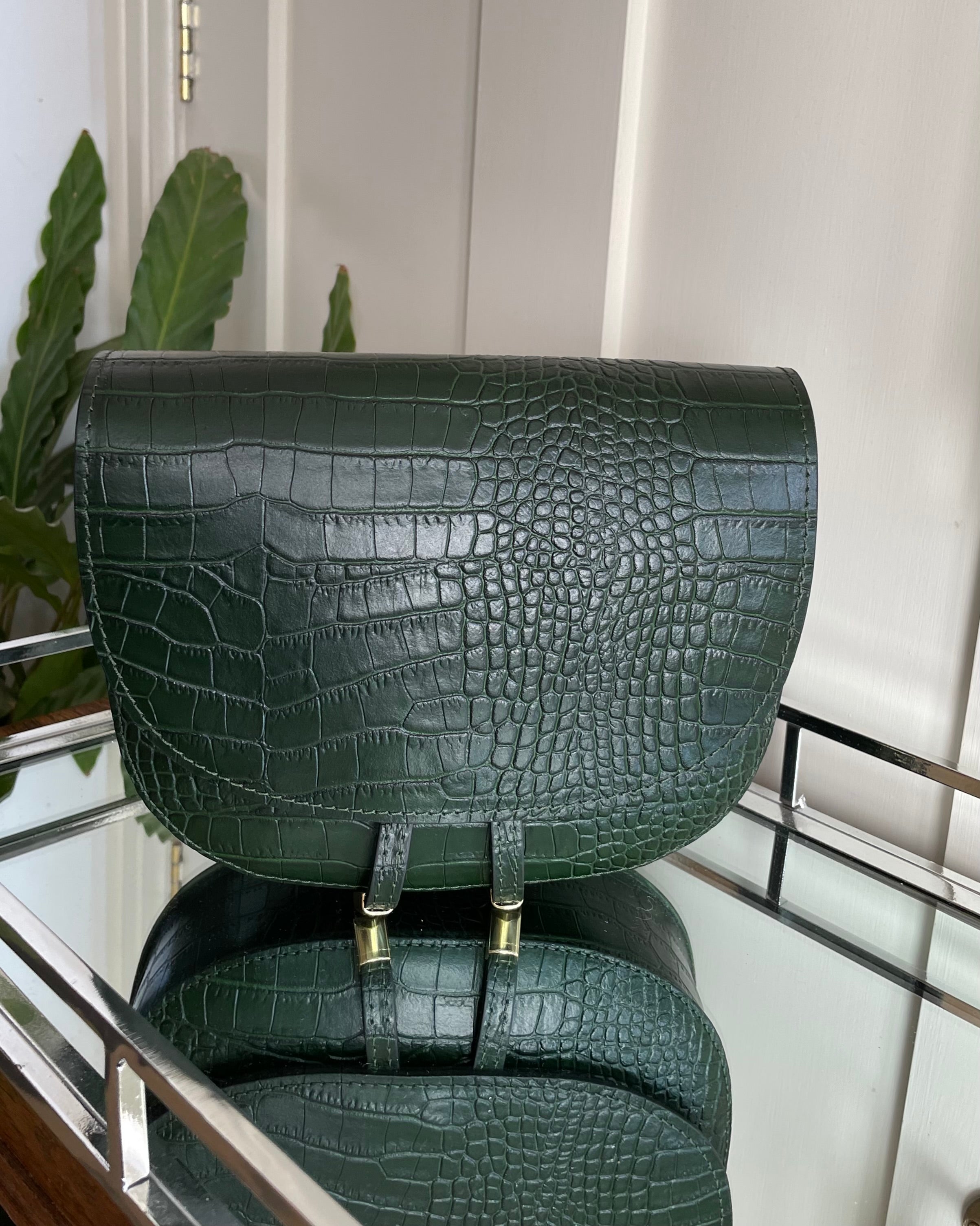 Leather Saddle Bag - Green