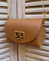 Leather Cross Body Bag with Bamboo Clasp
