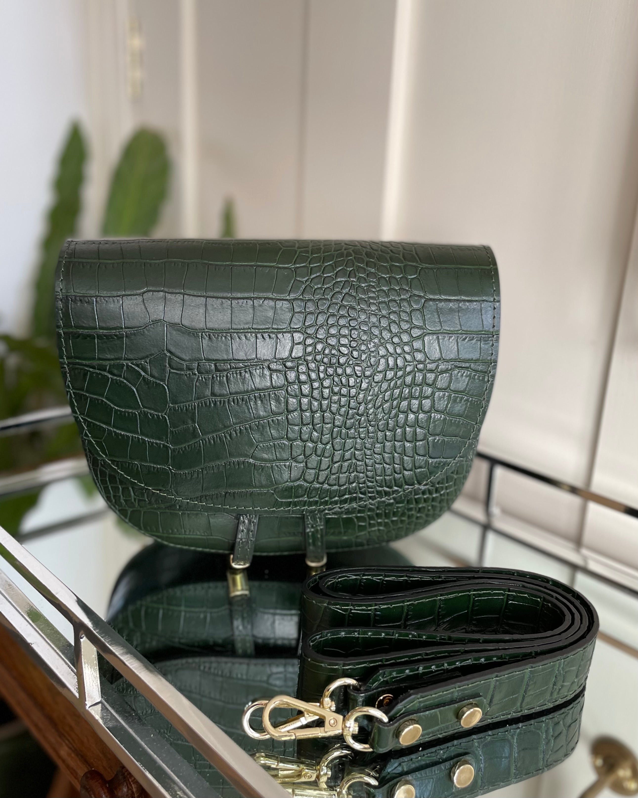 Leather Saddle Bag - Green