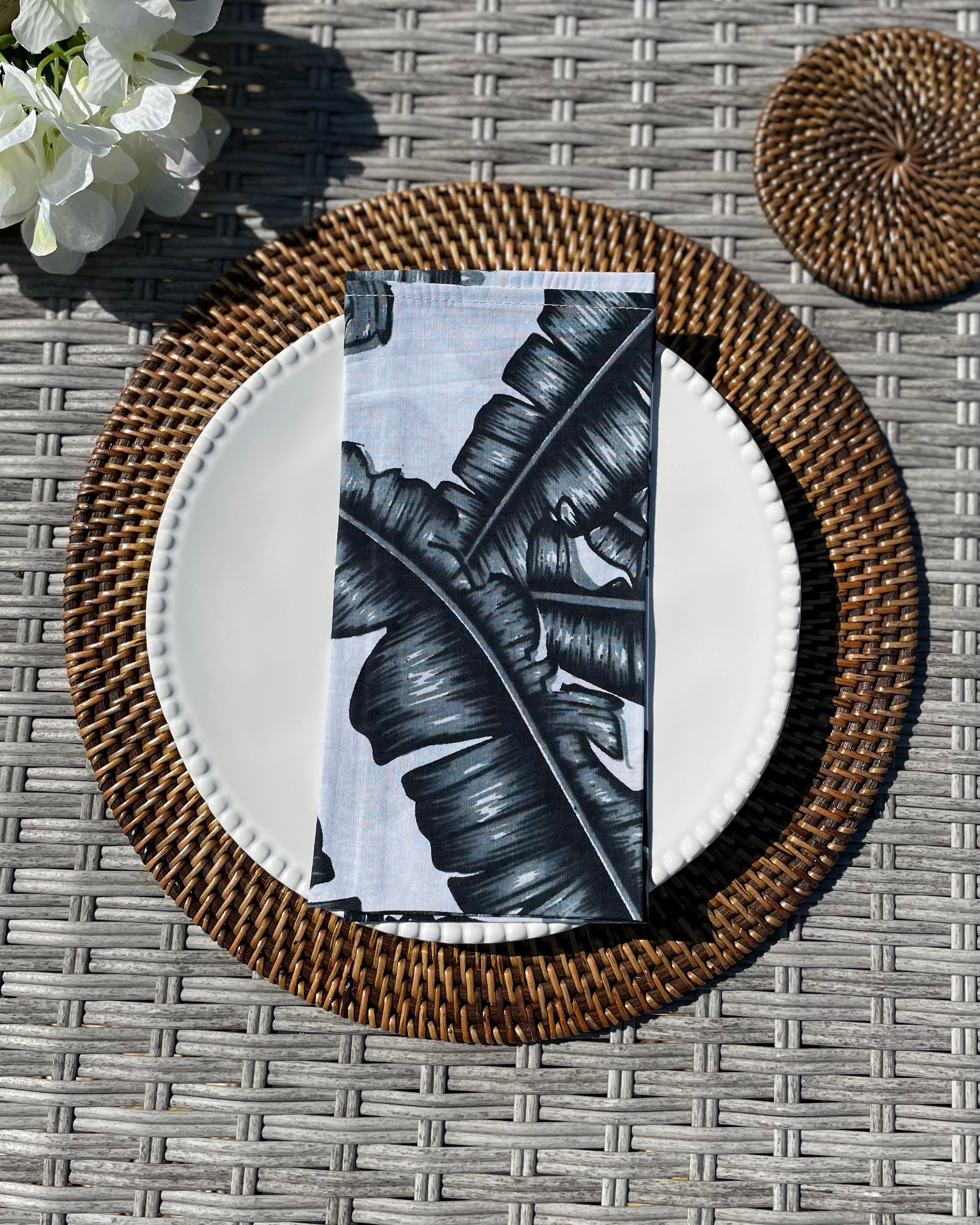 Napkins - Grey Banana Leaf (Set of 4)