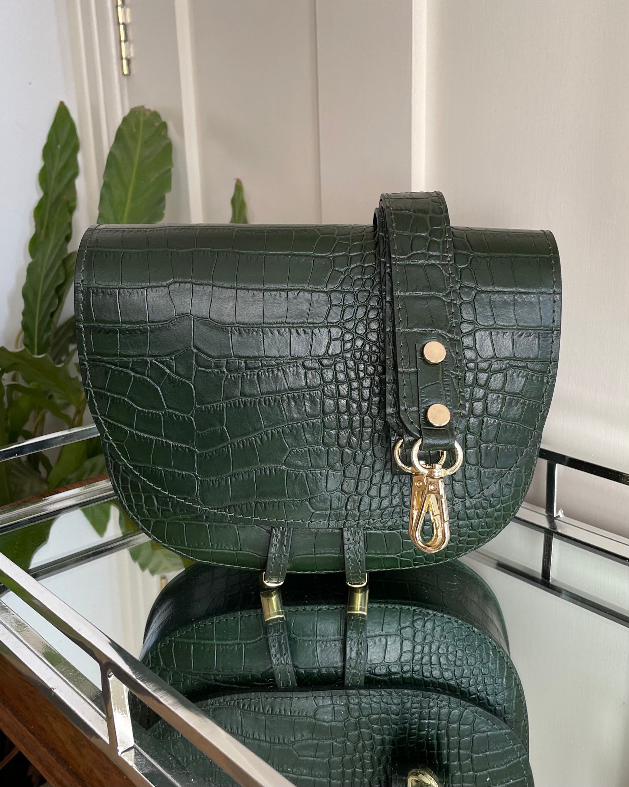 Leather Saddle Bag - Green