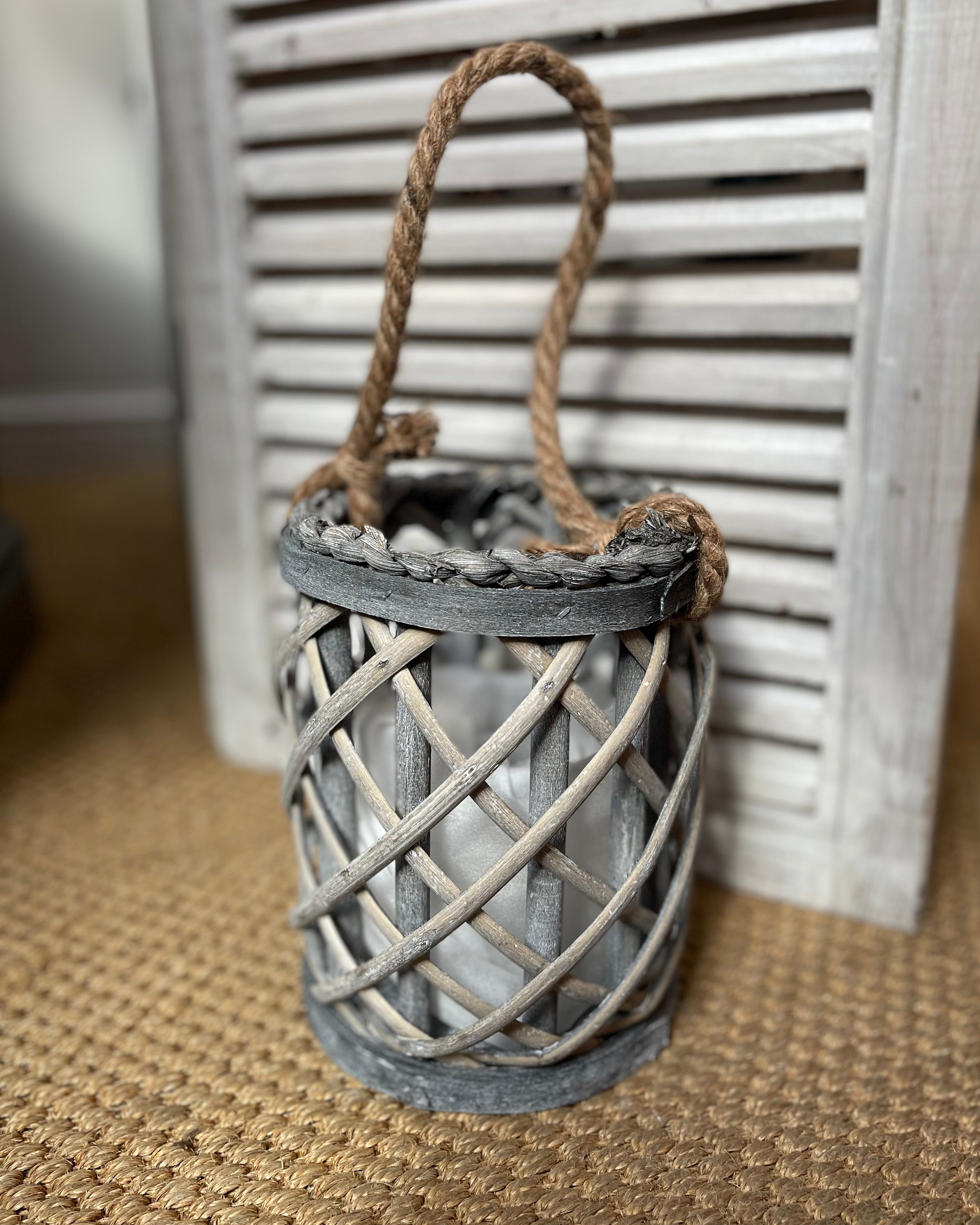 Grey Woven Lantern - Small