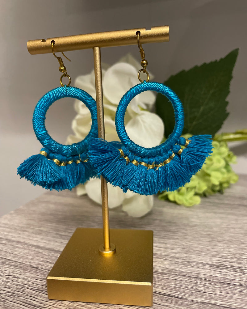 Tassel Earring - Turquoise Circle