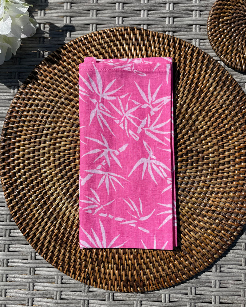Napkins - White Bamboo on Pink (Set of 4)