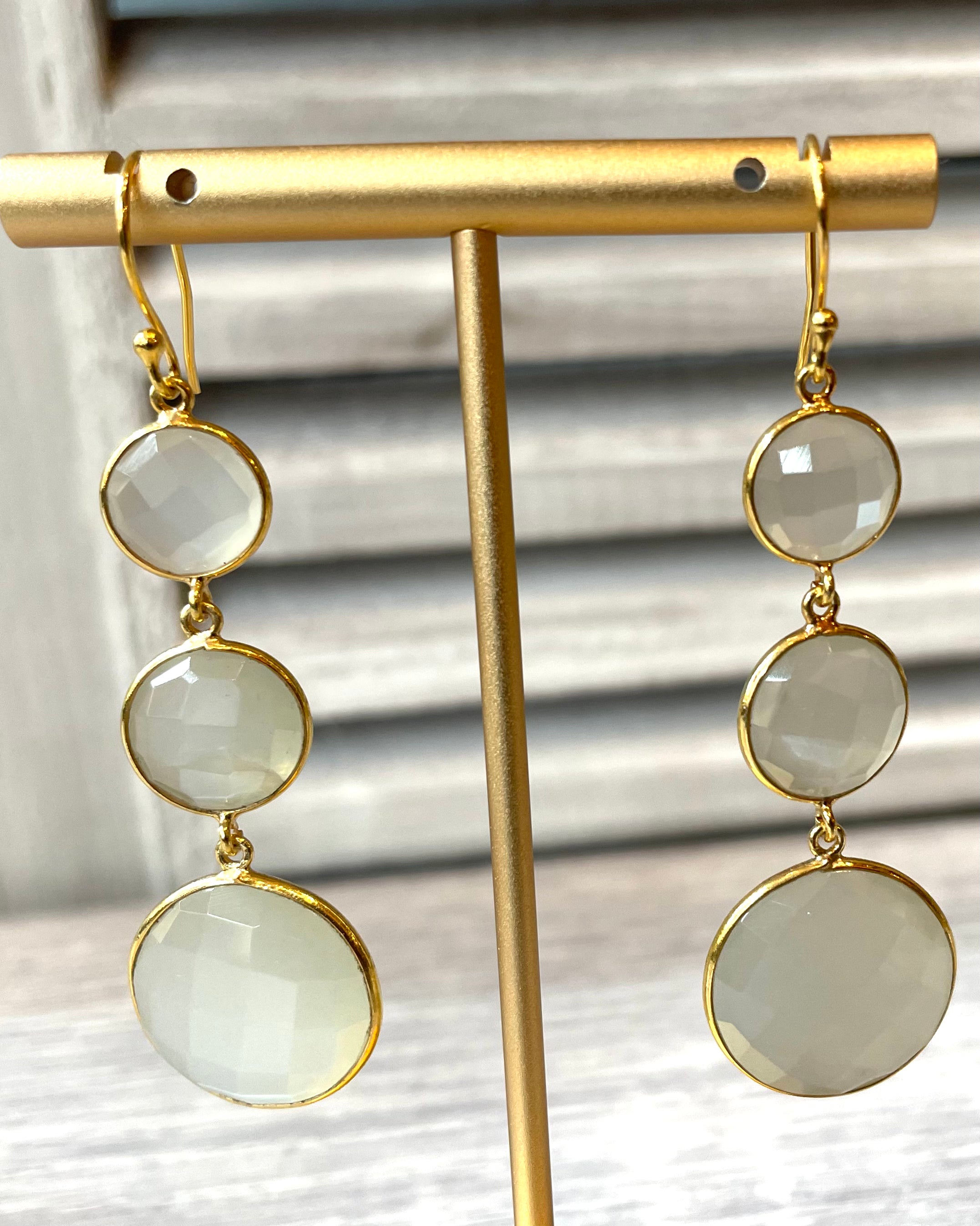 Indira Collection - Three Stone Drop Earring - Opaque