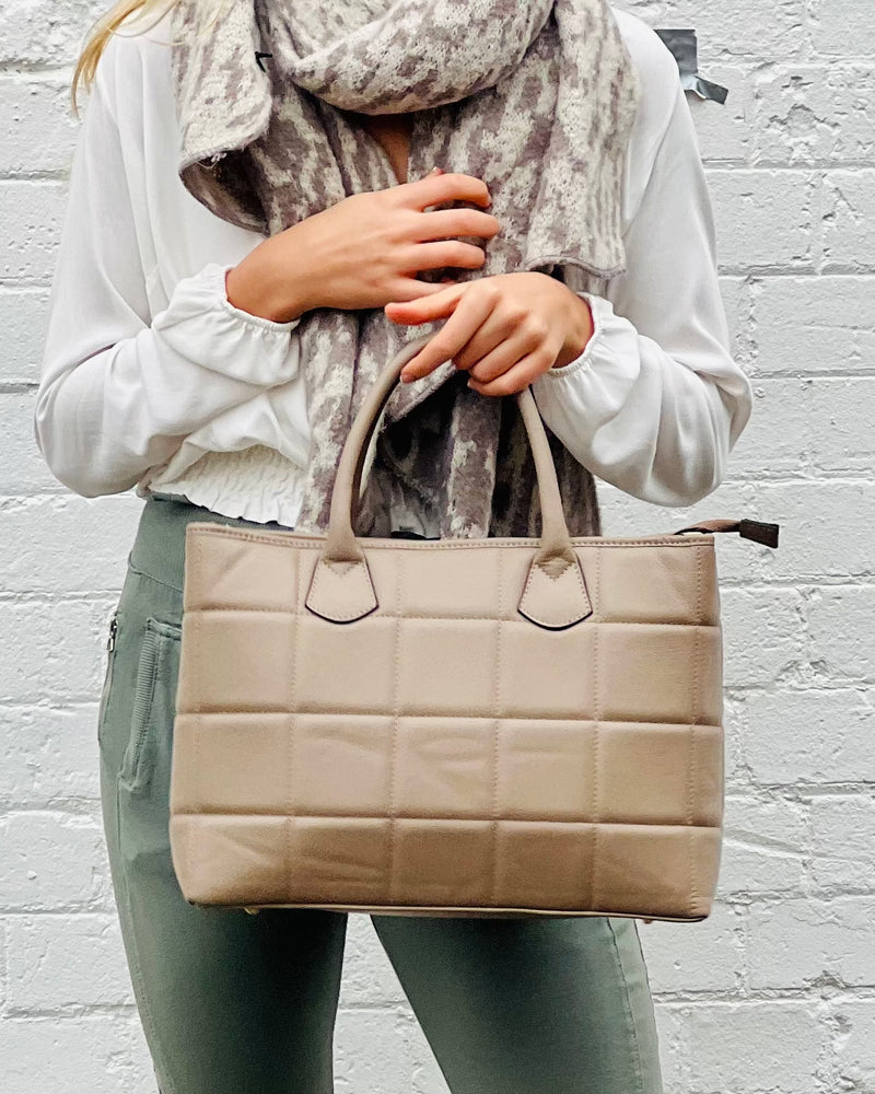 Taupe - Quilted Handbag