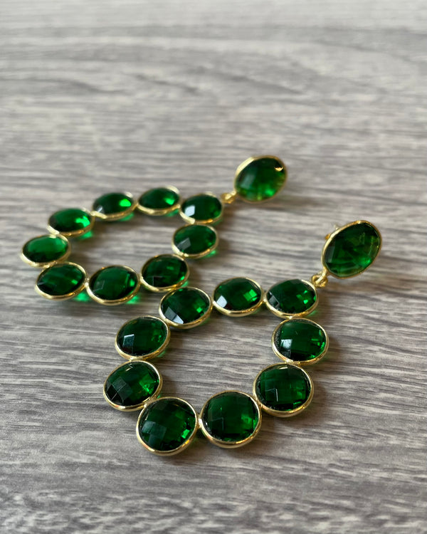 Indira Collection - Gemstone Statement Earring - Emerald Green