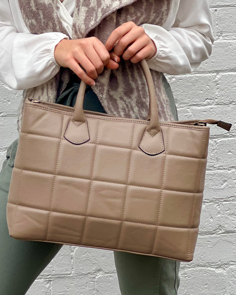Taupe - Quilted Handbag