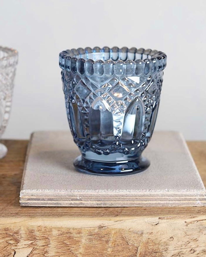 Pressed Tealight Holder - Blue