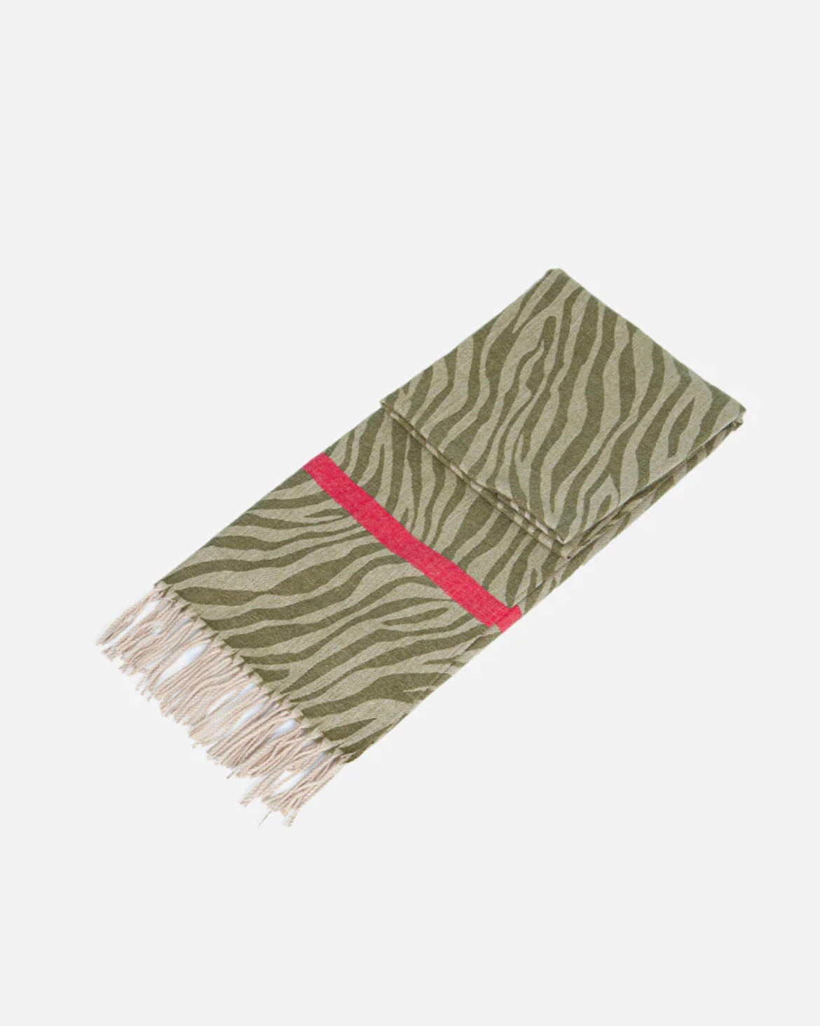 Scarf - Khaki Zebra with Pink Stripe