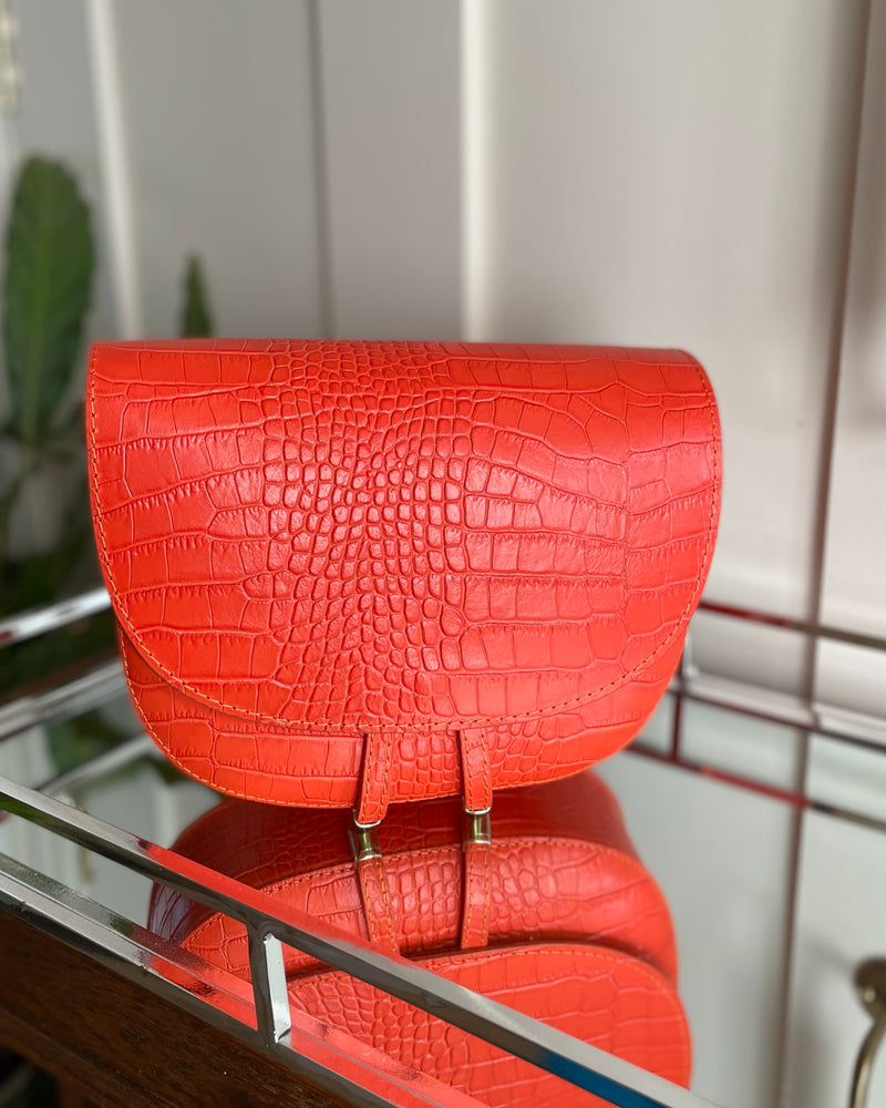 Leather Saddle Bag - Orange