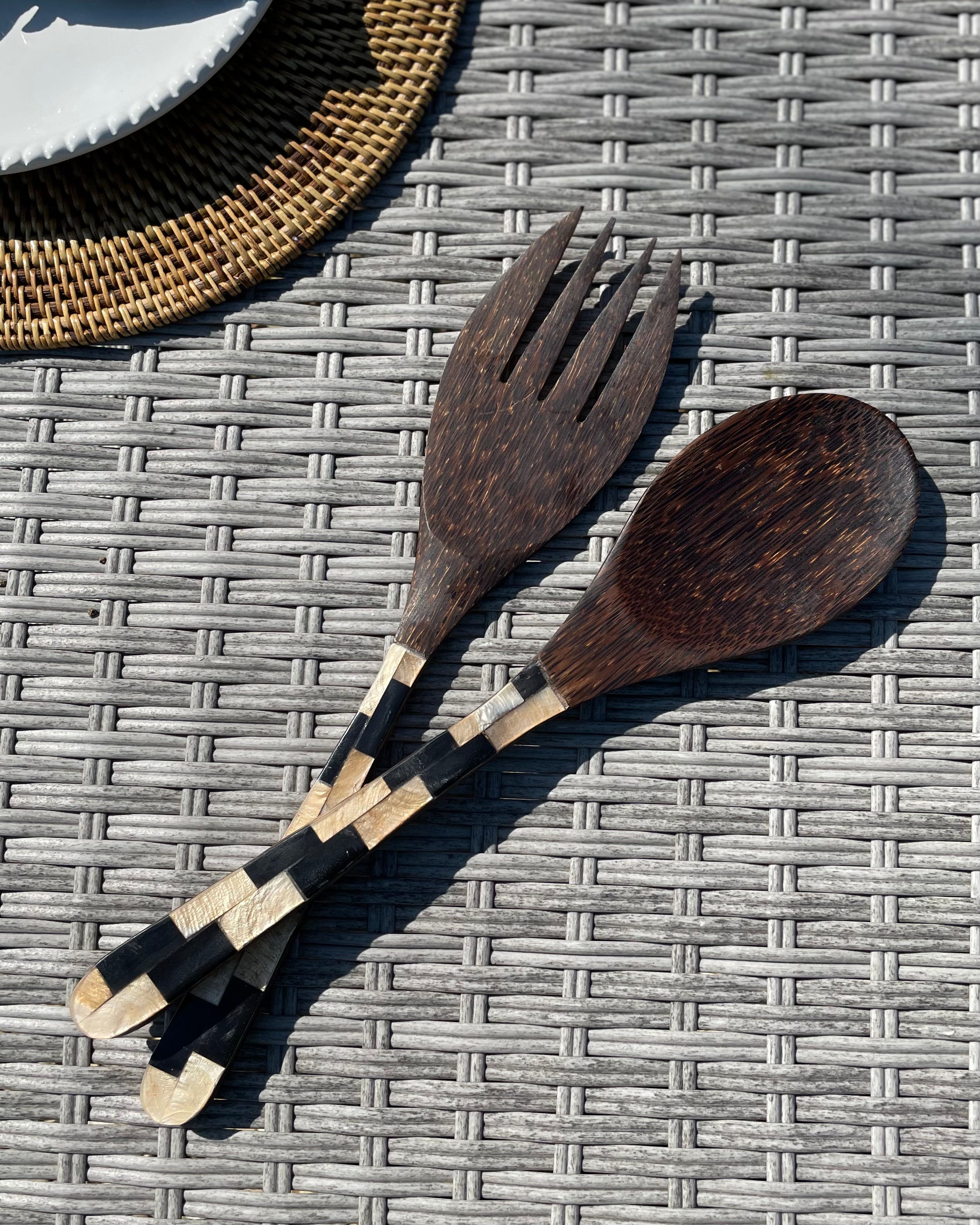 Salad Servers - Black and Ivory