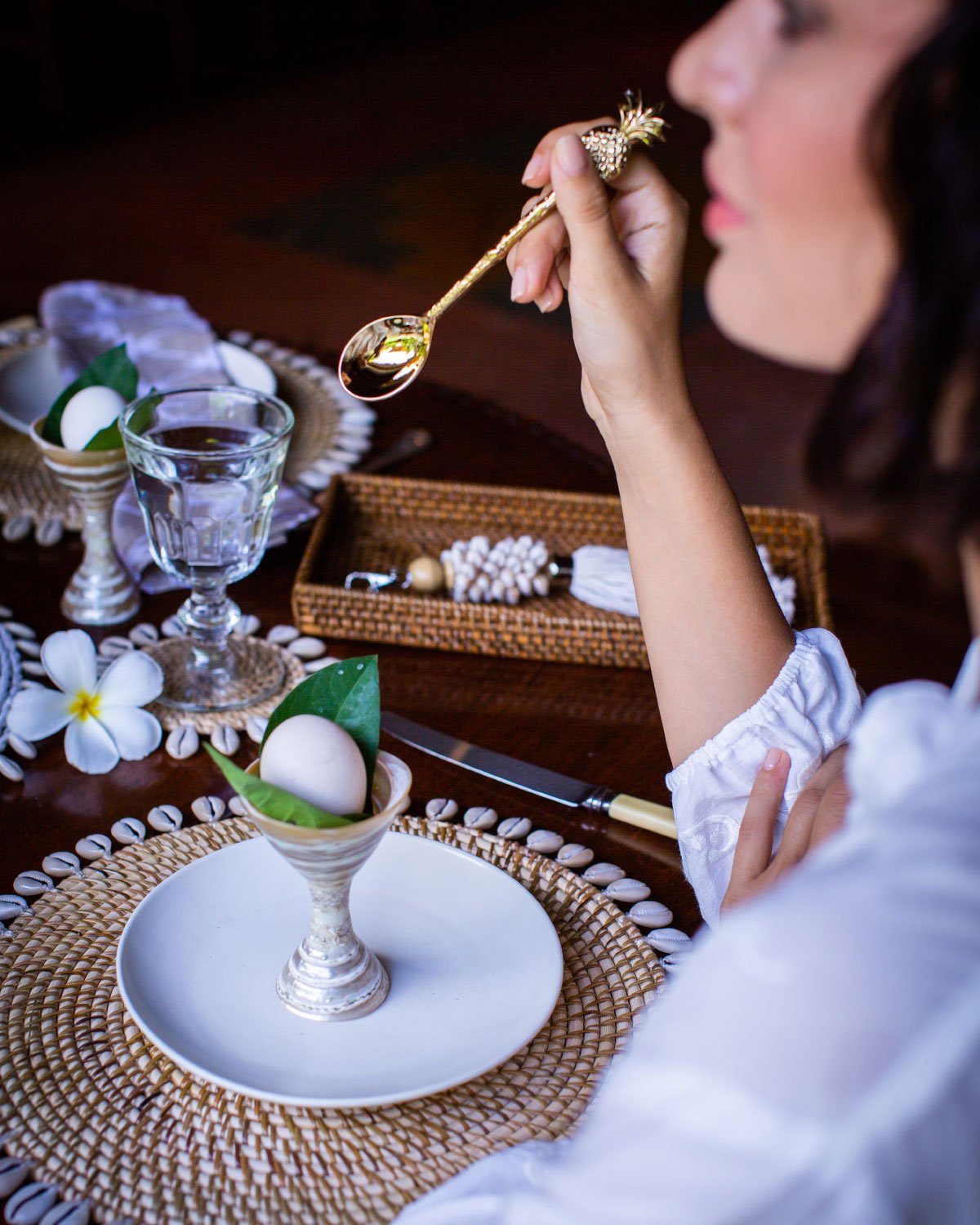 Brass tea spoon with a pineapple at the end.