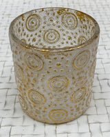 Opaque glass with gold swirl decoration tea lights