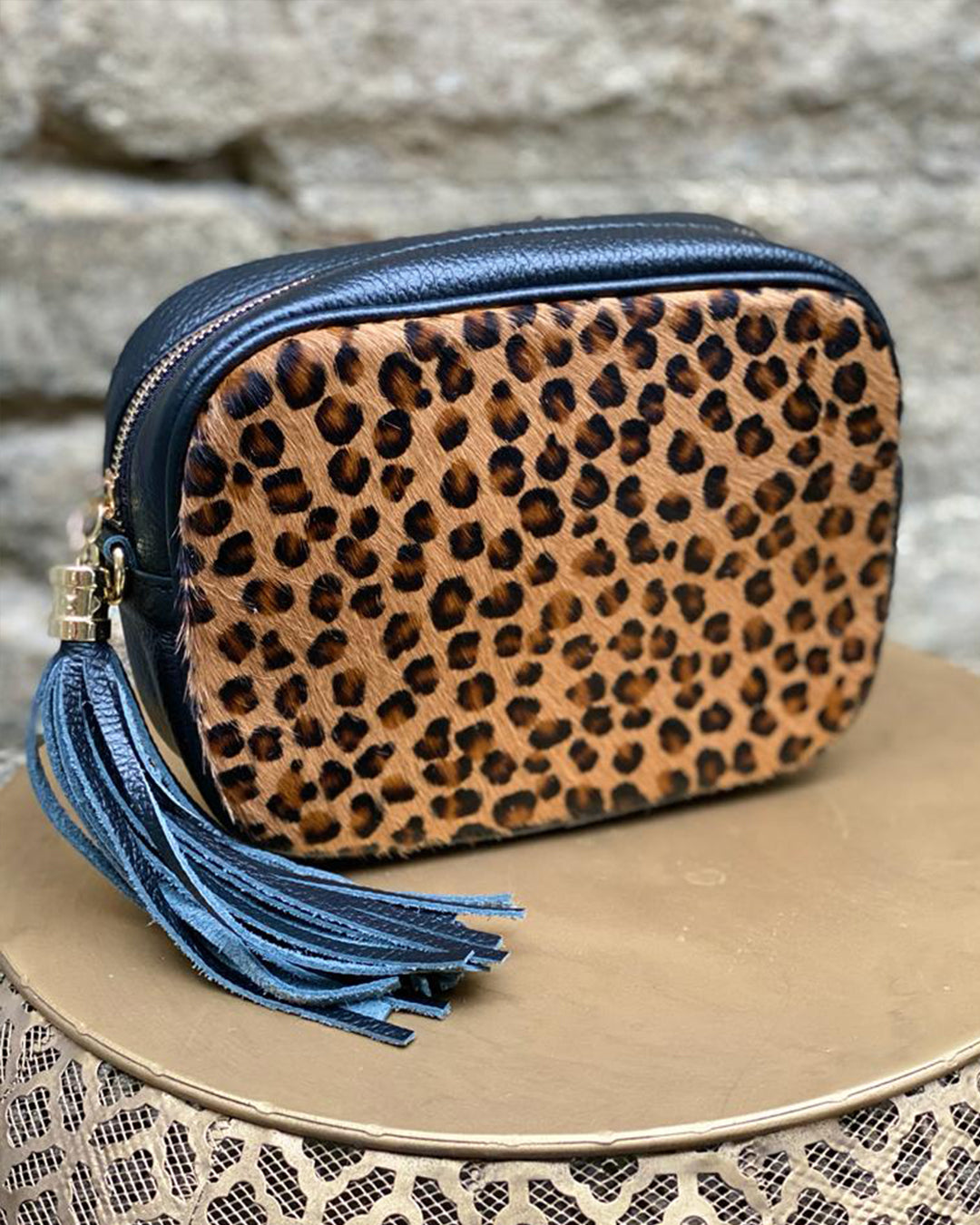 Cross Body Tassel Bag - Animal Print