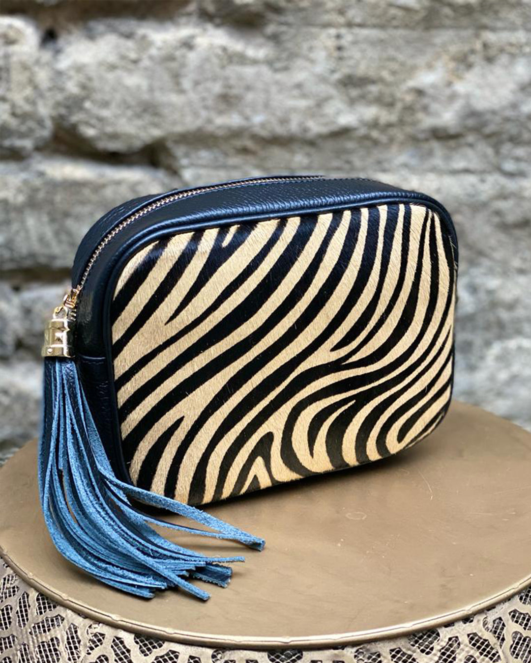 Cross Body Tassel Bag - Animal Print