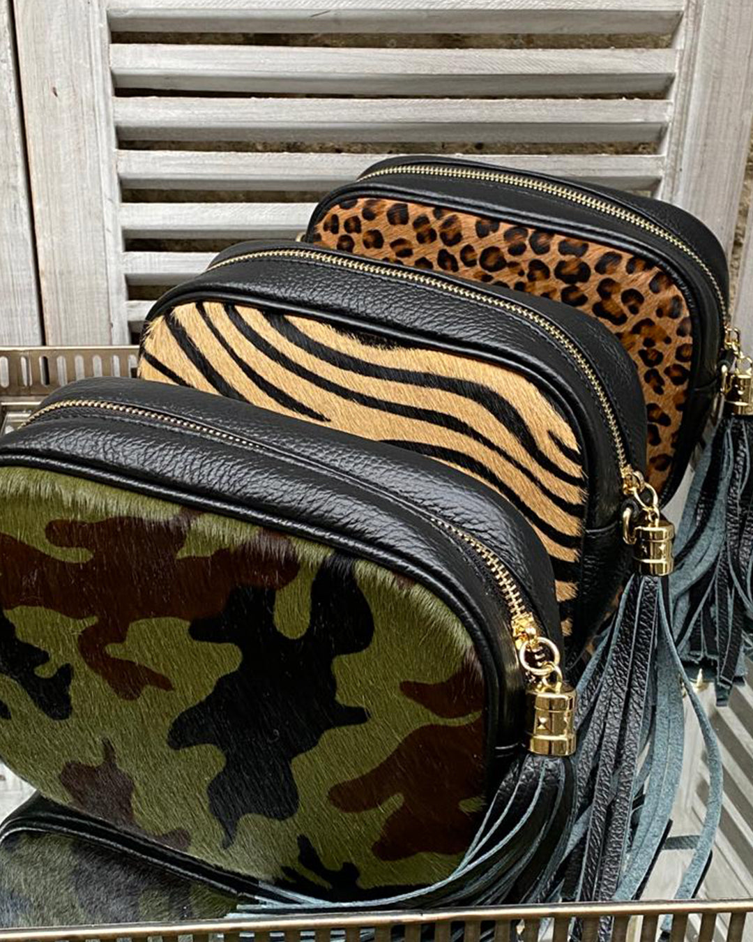 Cross Body Tassel Bag - Animal Print