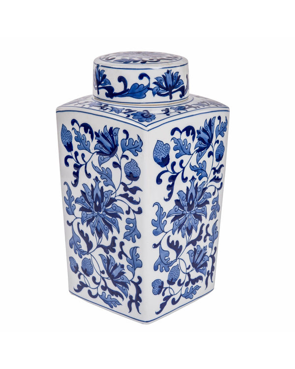 Tea Caddy Porcelain - Blue and White